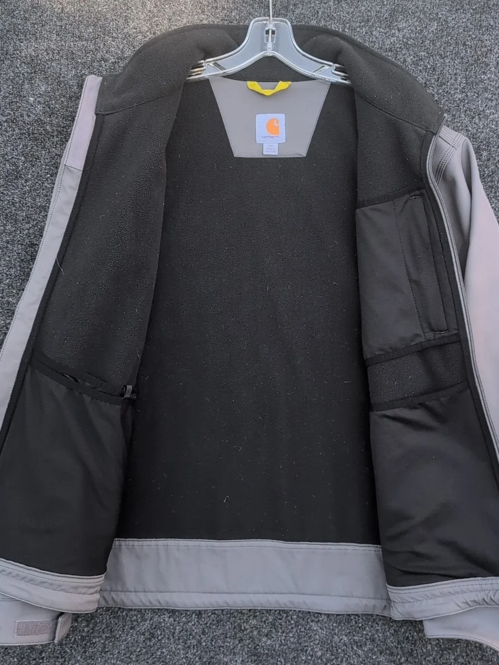 Carhartt Crowley Jacket XXL Gray Softshell Fleece Lined Water Resistant Work